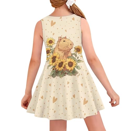 Girls Sleeveless Dress Casual Swing Sundress Crew Neck Tank Dresses Stretchy Holiday Dress for Girls Age 3-16 Years2