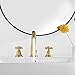 GGStudy Antique Brass 2 Handles 3 Holes Faucet Widespread Bathroom Sink Faucet Basin Tap Mixer Supply Hose Included Matching Pop Up Drain