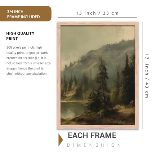 Image of kotart Big Aesthetic Mountains View Wall Art Paintings | Lake View Framed Painting | Nature Art Vastu Frames for Living Room Bedroom Wall Decor Set Of 3 (13X17 inch)