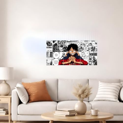 Image of Aniculture Premium 3 Piece Split Poster Set, Wall Art Collage, 300 GSM Ultra HD Print Quality, Self-Adhesive, Anime Wall Decor (63L x 29W cm, Luffy Wano's Dawn)