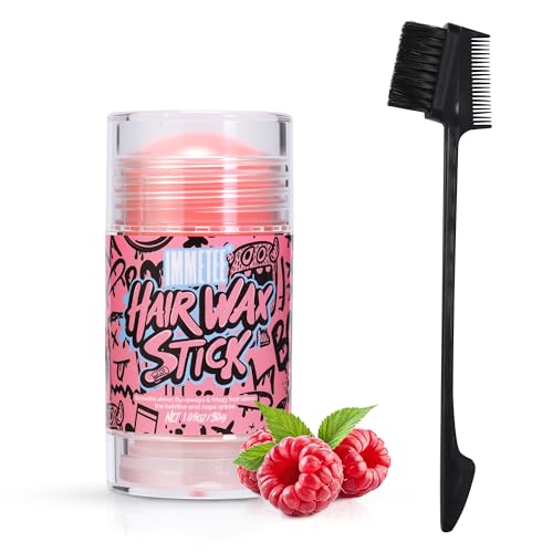 immetee Hair Wax Stick Womens Frizz & Flyaways Hair Tamer Stick Not Greasy No Residue Hair Wigs Edge Control Slick Gel for Hairstyling 1.05oz/30g (Raspberry)