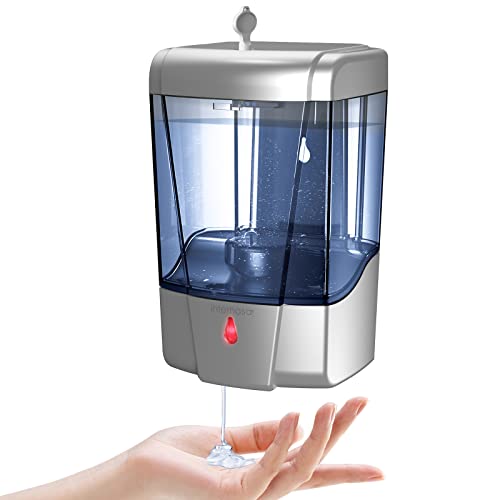 Image of interhasa! Soap Dispenser, Touchless Hand Sanitizer Dispenser Wall Mount 600ml Automatic Kitchen Soap Dispenser for Commercial Home, Office (Silver)