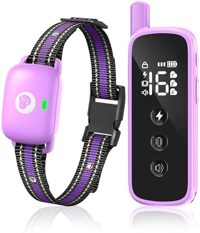 Dog Shock Collar - 2600FT Dog Training Collar with Remote, 3 Modes(Beep/Vibration/Shock), Security Lock, IP68 Waterproof Rechargeable E-Collar for 10-120lbs All Breeds (Purple)