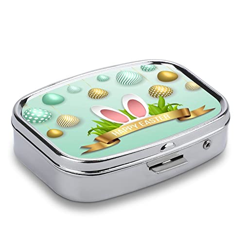 Boîte de médecine 2 compartiments design œuf de lapin de Pâques portable - 4