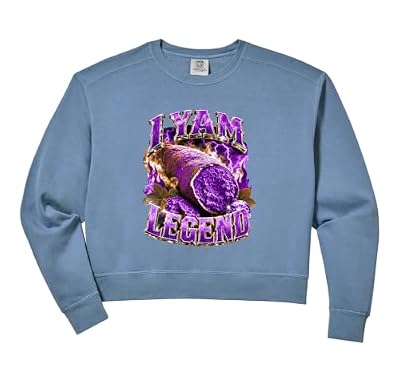 Womens I Yam Legend Bootleg Meme Ube Pun Purple Yam Dad Joke Comfort Colors Crop Sweatshirt
