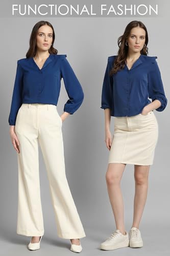 Image of Van Heusen Women Polyester Regular Fit Solid Full Sleeve Casual Shirt
