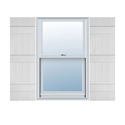 Mid America Board and Batten 14" 4 Board Joined Vinyl Standard Shutter (1 Pair) - 14 x 63 001 White