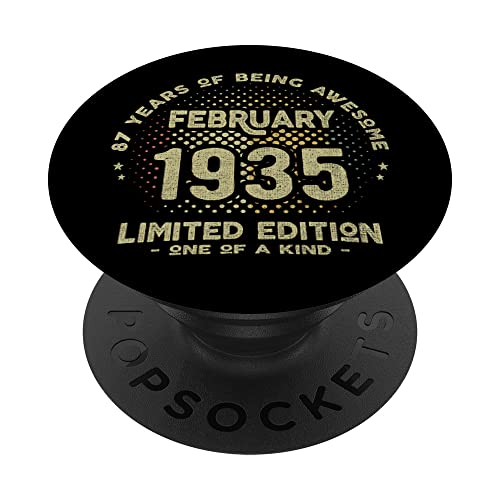Regalo 87 años Cumpleaños Hombre Mujer - Febrero 1935 PopSockets PopGrip Intercambiable