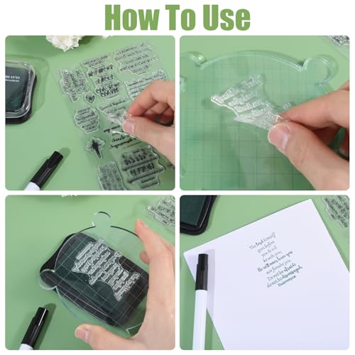 GLOBLELAND Christian Clear Stamps for Card Making Decorative Inspirational Words Transparent Silicone Stamp for DIY Scrapbooking Embossing Christmas Paper Card Album Decoration Craft 6.3x4.3inch