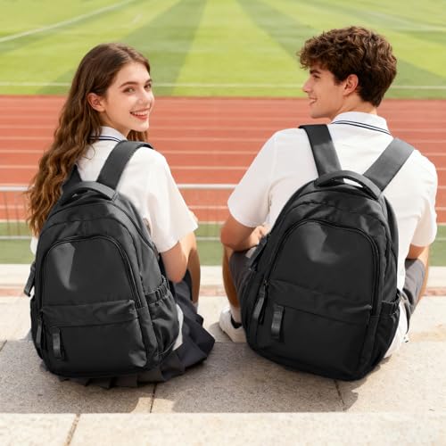 WEPLAN School Backpack Womens School Bags for Teenage Girls Boys Secondary Schoolbag Unisex Casual Daypack College Backpack Laptop Rucksack Bags College Bookbag Lightweight Rucksack Travel Work,Black - Image 7