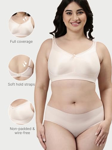 Image of Enamor Hidden X-Frame and Smoothening Women's Full Support Everyday Bra - Jiggle Control, Non Padded, Wirefree, Full Coverage - FB12 (Available in Plus Sizes)
