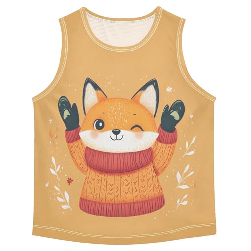Fox Winter Gold Boys Tank Tops Quik Dry Toddler Tank Top Undershirts T-Shirts for 3-15 Years,3T
