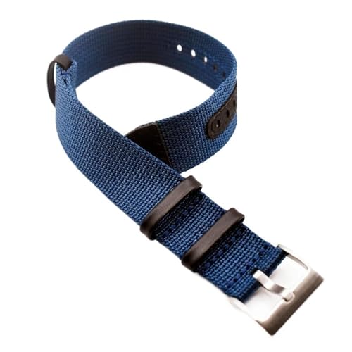 Bracelet montre toile bleu 22mm en nylon et cuir pour Rolex et Hamilton