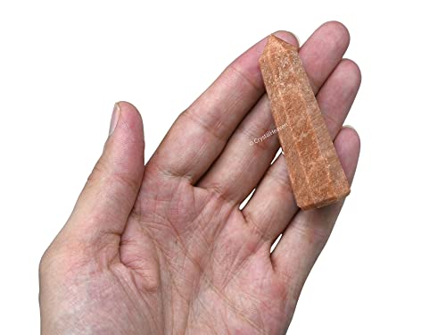 Image of Crystal Heaven Certified Peach Moonstone Crystal Tower Obelisk Point For Chakra, Healing And Balancing - Aaa Grade Original Gemstone Agate For Reiki Meditation Yoga Spiritual (2-3 Inches)