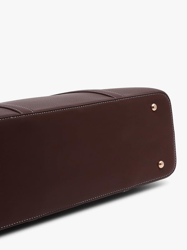 Image of Kazo Bag Chocolate Brown Structured Shoulder Handbag | Premium Faux Leather Purse