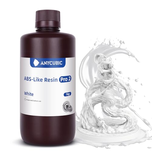 Image of ANYCUBIC ABS-Like Resin Pro 2, Upgraded 8K 3D Printer Resin with Enhanced Strength and Toughness, High Precision, Low Odor, Wide Compatibility for All LCD Resin 3D Printers (White, 1kg)