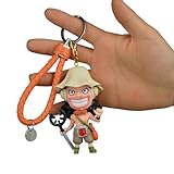 ★ Dimensioni: altezza della figura del ciondolo: circa 13 cm, lunghezza del cordino morbido: circa 15 cm, questo portachiavi Anime Zoro Rufy è adatto per l'uso quotidiano.