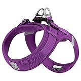 cocomall 喉に優しい犬ハーネス 2023最新 TRUE LOVE日本授権店 犬用ハーネス 犬用胴輪 ドッグ ペット用品 ハーネスリード 3M反射材料 訓練 ナイロン製 超型犬、小型犬、中型犬に向け 通気性 調節可能 夏に対応 (S, 紫色)