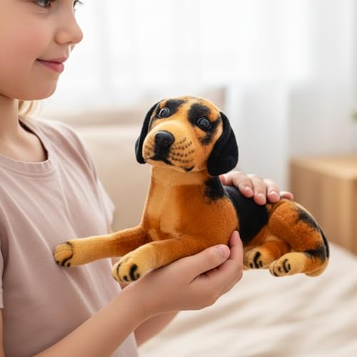 Image of Tickles German Shepherd Dog Soft Stuffed Plush Animal Toy for Kids Boys & Girls Birthday Gifts Car & Room Decor (Size: 28 cm Color: Black & Brown)