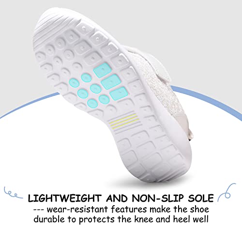 Harvest Land Toddler Glitter Tennis Shoes Slip On Boys Girls Sneakers Casual Running Shoes Woven Breathable with Soft Soled Sports Hook-Loop Outdoor Shoes4