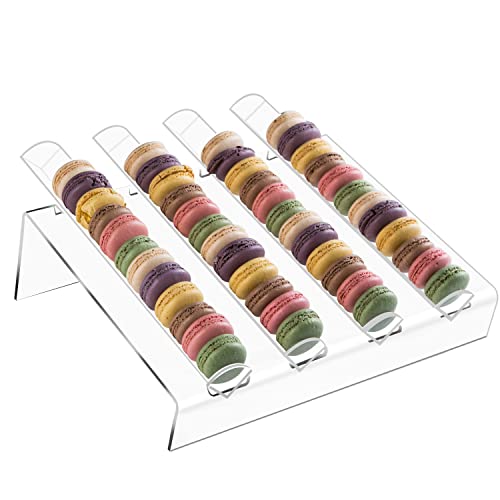 Plateau d'affichage pour macarons en acrylique 4 compartiments - Présentoir à dessert -...