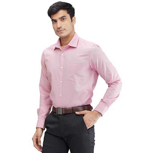 Image of Park Avenue Men's Slim Fit Structure Pattern Cotton Polyester Blend Semi Cutaway Collar Full Sleeve Formal Shirt