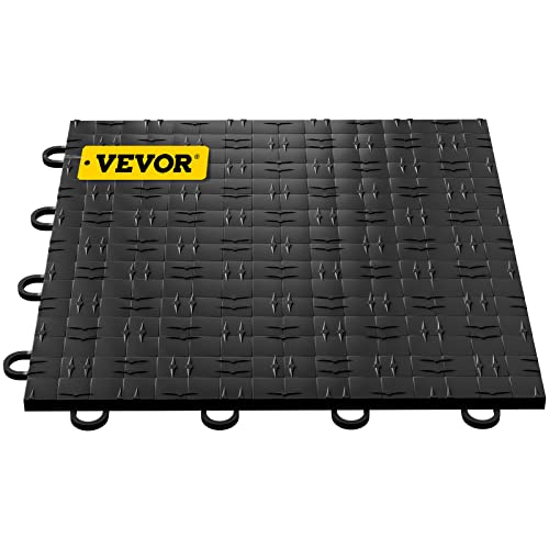 Vevor Garage Tiles Interlocking, 12'' X 12'', 50 Pack, Black Garage Floor Covering Tiles,Non-Slip Diamond Plate Garage Flooring Tiles #TOP7