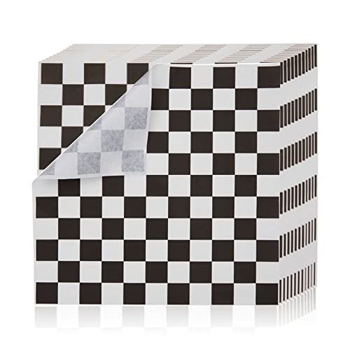 Papel de envoltura de grado alimenticio, revestimientos de cesta a cuadros papeles a prueba de grasa papel de envoltura de cera a prueba de aceite para barbacoa hamburguesas 100 hojas color negro Cover