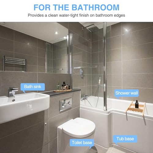 Image of Caulk Tape Bath & Kitchen Self Adhesive Caulking Tape Waterproof, Toilet Caulk Strip Bathtub Sealing Strip Shower Bathroom Tape Sealant, Traditional Caulking Replacement (White, 1.5 inch x10.5Ft)
