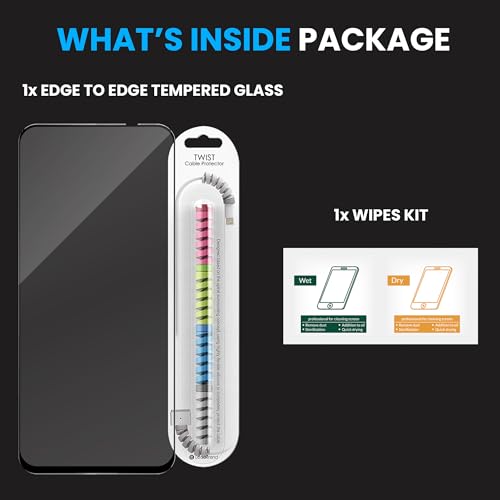 Image of FIRST MART Military-Grade Gorilla Tempered Glass for Tecno Pova 6 Neo with Edge to Edge Full Screen Coverage, Cable Protector and Easy Installation kit