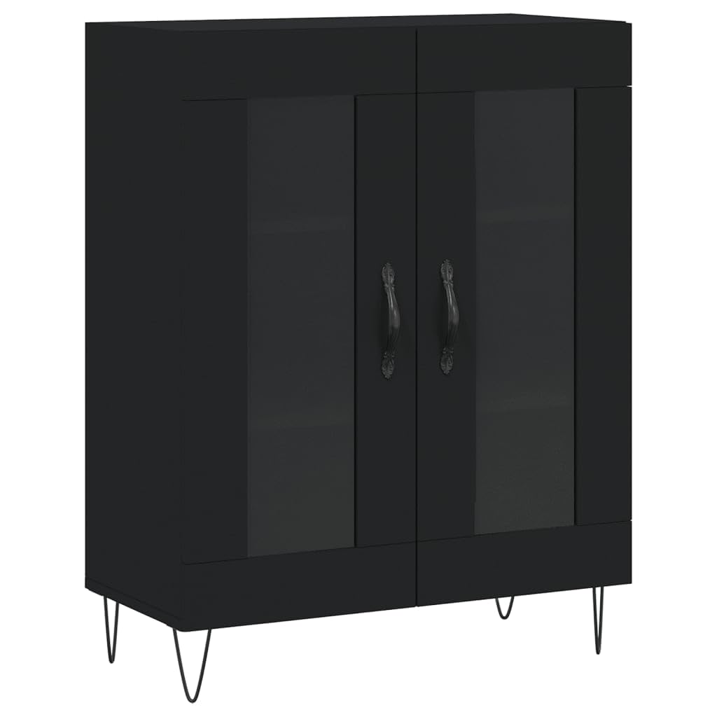 Möbel Wohnaccessoire Highboard Schwarz 69,5x34x180cm Engineered Wood-Furniture