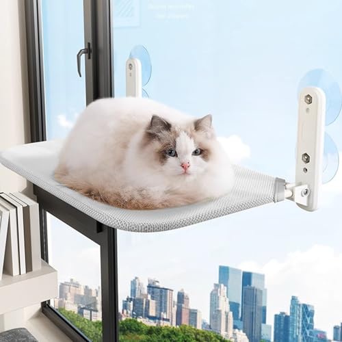 Cama De Janela Para Gatos,Rede para Gatos na Parede com Ventosas - Base Acolchoada Montável Para Amb