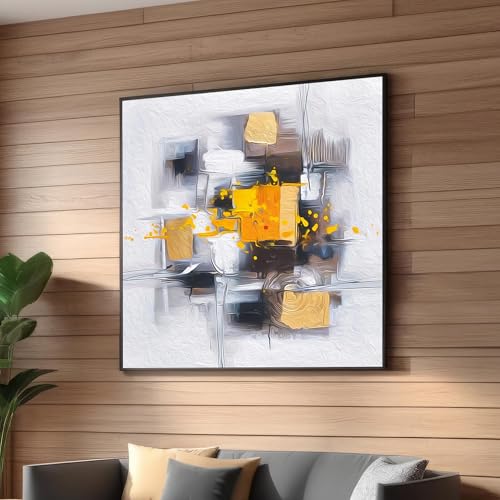Toile imprimée géométrique abstraite art mural moderne cubiste 55x55 - 4