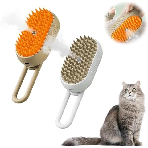 2025 New Cat Steam Brush, Pet Steam Groomer Comb, 3 In 1 Cat Steam Brush Pet Hair Steamy Brushes, Pet Steam Brush for Cats Dogs (2PCS) Cover