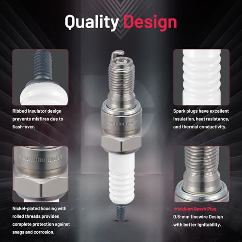 Image of BDFHYK 3797 Iridium Spark Plugs Compatible with Honda CB1 CB900F CRF150R CRF150RB Interceptor VTR Magna 750 Metropolitan 50 PCX150 Ruckus 50 SH150i Silver Wing 600 ST1100 ST1100AL CR8EHIX-9 Set of 4