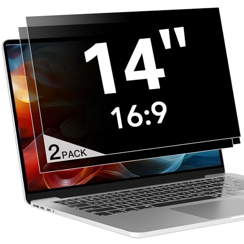Image of 2 Pack (1920x1080) Display 14 Inch Laptop Privacy Screen 16:9, Anti Blue Light Glare & Anti Scratch Computer Privacy Shield, Not for 14 inch with 1920x1200 Resolution Laptop