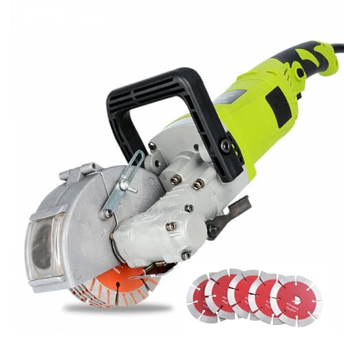 Wall Chaser 4000W Wall Groove Cutting Machine, Electric Wall Chaser with Dust Extractor and 5 Blades, Brick Concrete Slotting Machine with Adjustable Cutting Depth & Width for Brick Marble and Floors