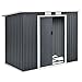 Juskys Metall Gerätehaus M 4m³ mit Pultdach, Schiebetür & Fundament - 213 × 130 × 173 cm - anthrazit - Geräteschuppen Gartenhaus Schuppen Stahl