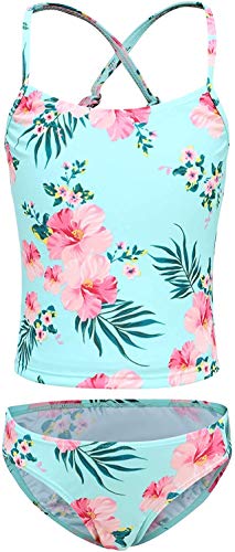 Image of Girls Two Piece Tankini Swimsuits Hawaiian Ruffle Bathing Suit Summer Beach Swimwear Set