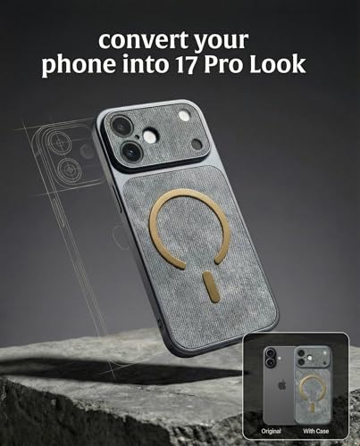 Image of amazon basics Converter Case for iPhone 17 | Premium Protective Mag-Safe Cover | iPhone 17 Pro Series Style Design | in Built Camera Guard | Wireless Charging Compatible - Gray