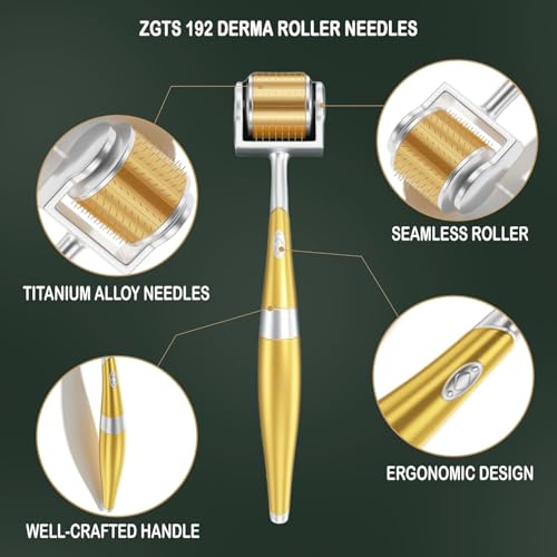 Image of Professional Gold Plated 192 Needles Titanium Alloy Derma Roller, Gold, 0.5mm