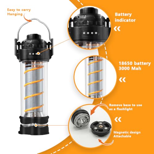 Image of DOTWISE Camping Lantern Rechargeable 360 5 Light Modes&Stepless Dimming 3000mAh 240LM Magnetic Base, Lanterns for Power outages (Khaki)