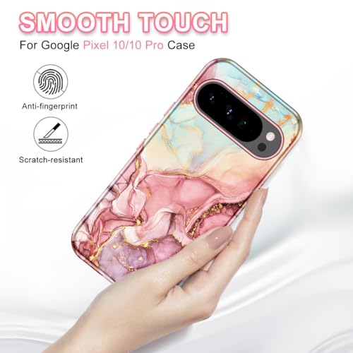Btscase for Google Pixel 10 Pro Case/Pixel 10 Case 2025 [Military Grade Shockproof] Stylish Marble Pattern Slim Protective 3 Layers Hard PC+Soft Silicone Rugged Women Men Anti-Scratch Cover, Rose Gold - image 3