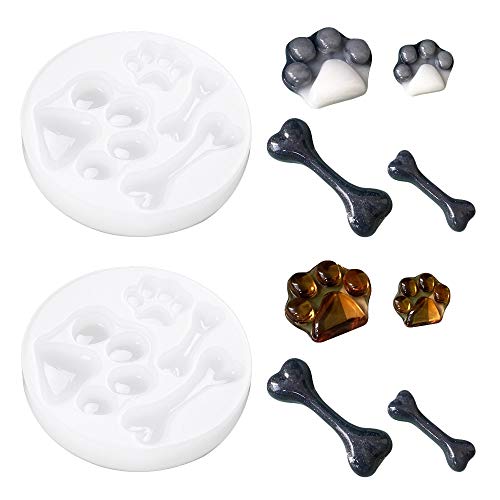 Nifocc Hundepfote Silikonform Hundeknochen Anhänger Harzformen für DIY Schmuck Basteln - 2 Stk