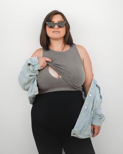 Image of Kindred Bravely Sublime Longline Nursing Bras for Breastfeeding, Soft Nursing Crop Tank Maternity Bra with Built in Shelf Bra