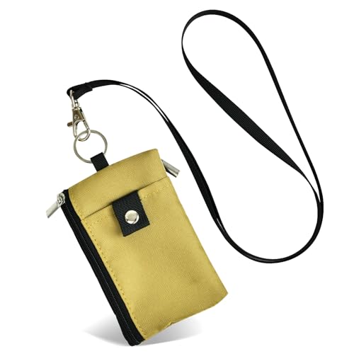 Warudo 定期入れ ネックストラップ付き 大人 子供 パスケース メンズ レディース 小銭入れ コインケース カードケース 薄型 アウトドア 財布 男女兼用 トラベル用ウォレット 落下防止 コンパクト IC ID カード入れ 名刺ケース カーキ色