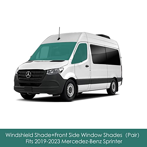 Pigenius Front Side Window Sunshades (2Pcs) And Windshield Sun Shade For 2019-2023 Mercedes Benz Sprinter - Premium Folding Sunshade #TOP1