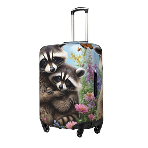 Raccoon Animal Luggage Cover Elastic Washable Protector Anti-Scratch Travel Suitcase Covers With Concealed Zipper For 18-32 Inch Luggage Medium2