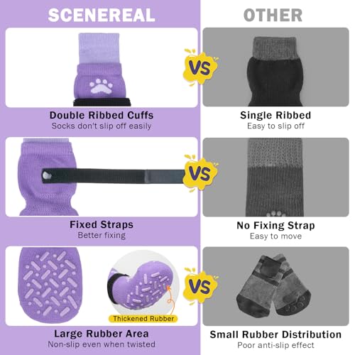 SCENEREAL Meias para cães para evitar lamber patas para pavimento quente, meias antiderrapantes para