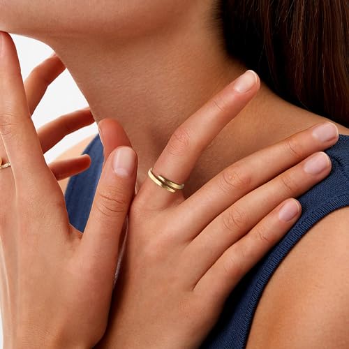THUNARAZ 14K Gold Filled Rings for Women - Non Tarnish Gold Wedding Bands | Waterproof Stackable Thumb Rings | Open Twist Adjustable Rings Size 5 to 104